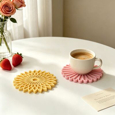 Cross Border Ins Style Daisy Snowflake Mandala Patterned Coaster Storage Base Gypsum Silicone Mold