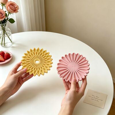 Cross Border Ins Style Daisy Snowflake Mandala Patterned Coaster Storage Base Gypsum Silicone Mold