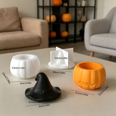 Ghost Wizard Hat Pumpkin Storage Can Silicone Mold Halloween Pumpkin Candle Cup Gypsum Mold