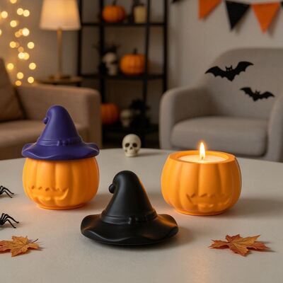 Ghost Wizard Hat Pumpkin Storage Can Silicone Mold Halloween Pumpkin Candle Cup Gypsum Mold