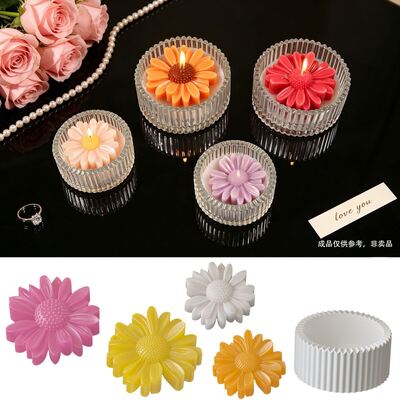 Circular Striped Storage Jar, Candle Cup, Flower Pot, Silicone Mold, DIY Daisy Decorative Candle Mold