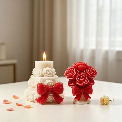 3D Butterfly Knot Rose Bundle Silicone Mold DIY Rose Three Layer Cake Aromatherapy Candle Mold