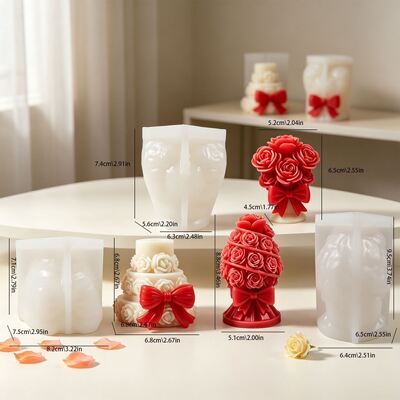 3D Butterfly Knot Rose Bundle Silicone Mold DIY Rose Three Layer Cake Aromatherapy Candle Mold