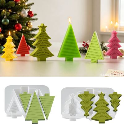 Cross Border New Product Triple Christmas Tree Silicone Mold DIY Aromatherapy Gypsum Candle Christmas Decoration Mold
