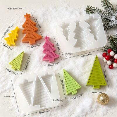 Cross Border New Product Triple Christmas Tree Silicone Mold DIY Aromatherapy Gypsum Candle Christmas Decoration Mold