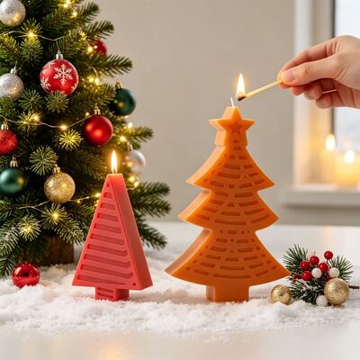 Cross Border New Product Triple Christmas Tree Silicone Mold DIY Aromatherapy Gypsum Candle Christmas Decoration Mold