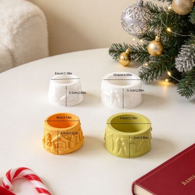 Christmas Relief House Christmas Tree Pattern Storage Platform Aromatherapy Gypsum Candle Cup Silicone Mold