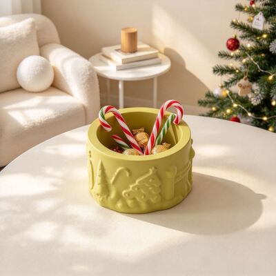 Christmas Relief House Christmas Tree Pattern Storage Platform Aromatherapy Gypsum Candle Cup Silicone Mold