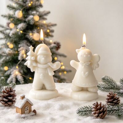 Christmas Gingerbread Man 3D Silicone Mold Men's And Women's Gingerbread Doll Aromatherapy Candle Gypsum Decoration Mold