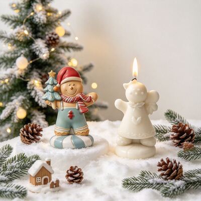 Christmas Gingerbread Man 3D Silicone Mold Men's And Women's Gingerbread Doll Aromatherapy Candle Gypsum Decoration Mold
