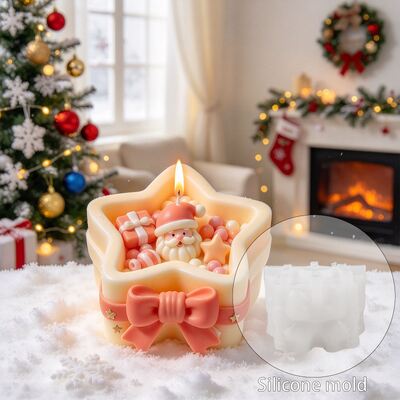 Bow, Five Pointed Star, Santa Claus, Candy Gift Box, Aromatherapy Candle, Gypsum Ornament, Silicone Mold