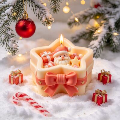 Bow, Five Pointed Star, Santa Claus, Candy Gift Box, Aromatherapy Candle, Gypsum Ornament, Silicone Mold