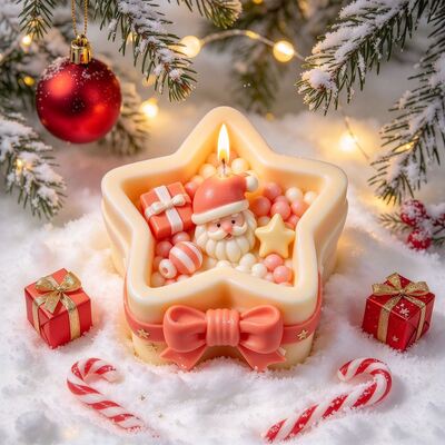 Bow, Five Pointed Star, Santa Claus, Candy Gift Box, Aromatherapy Candle, Gypsum Ornament, Silicone Mold