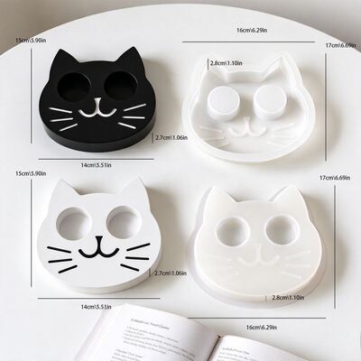 Cat Head Double Hole Candlestick Silicone Mold DIY Cat Aromatherapy Gypsum Tea Wax Base Pendant Mold