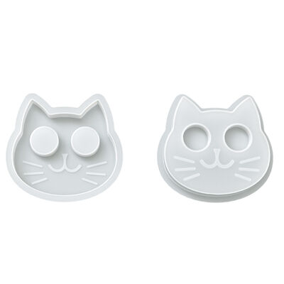 Cat Head Double Hole Candlestick Silicone Mold DIY Cat Aromatherapy Gypsum Tea Wax Base Pendant Mold