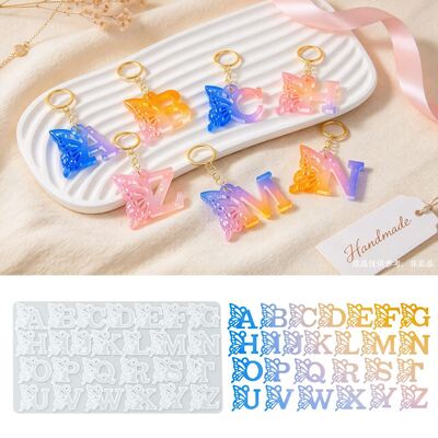 Butterfly 26 English Letter Silicone Mold DIY Drip Resin Keychain Pendant Letter Mold