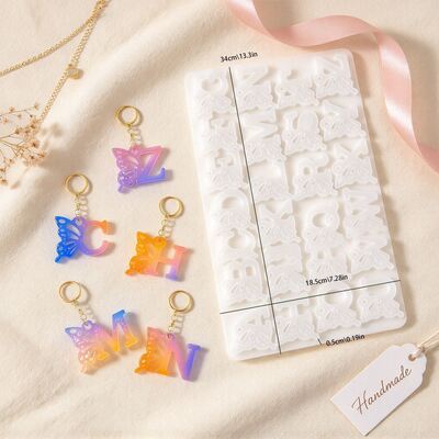 Butterfly 26 English Letter Silicone Mold DIY Drip Resin Keychain Pendant Letter Mold