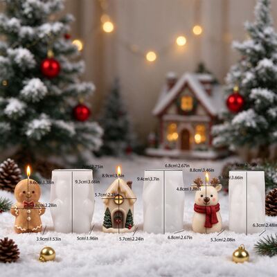 Christmas Gingerbread Man Deer House Aromatherapy Candle Silicone Mold DIY Gypsum Dropping Pendant Mold