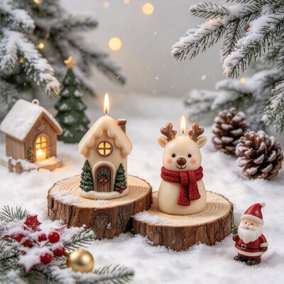 Christmas Gingerbread Man Deer House Aromatherapy Candle Silicone Mold DIY Gypsum Dropping Pendant Mold