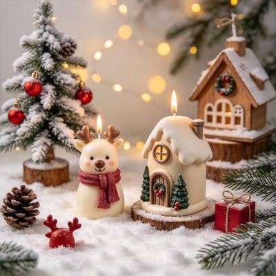 Christmas Gingerbread Man Deer House Aromatherapy Candle Silicone Mold DIY Gypsum Dropping Pendant Mold