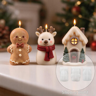 Christmas Gingerbread Man Deer House Aromatherapy Candle Silicone Mold DIY Gypsum Dropping Pendant Mold