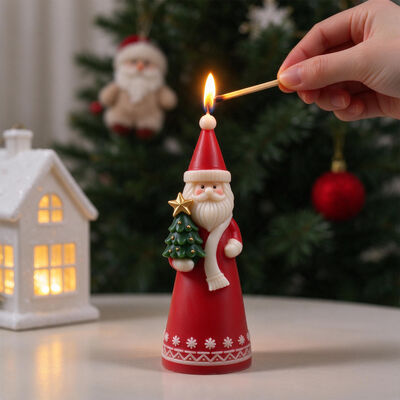 3D Santa Claus Tree Hugging Silicone Mold DIY Aromatherapy Candle Ornament Drip Plaster Mold