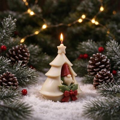 3D Christmas Tree Faceless Elderly Butterfly Knot Aromatherapy Candle Pendant Dropping Plaster Silicone Mold