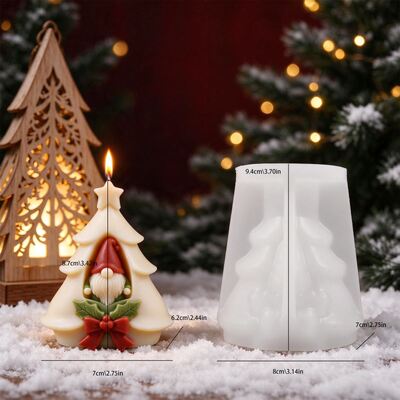 3D Christmas Tree Faceless Elderly Butterfly Knot Aromatherapy Candle Pendant Dropping Plaster Silicone Mold