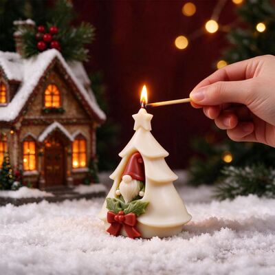 3D Christmas Tree Faceless Elderly Butterfly Knot Aromatherapy Candle Pendant Dropping Plaster Silicone Mold