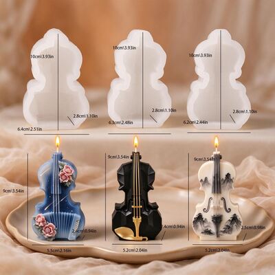 3D Violin Silicone Mold DIY Aromatherapy Candle Gypsum Drip Glue Retro Musical Instrument Decoration Mold