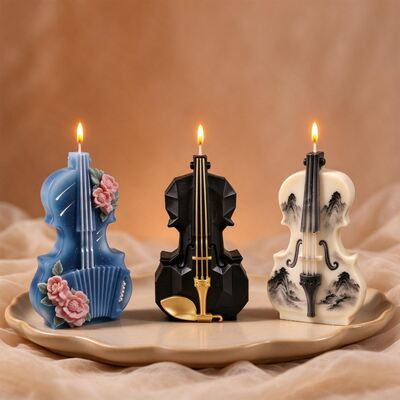 3D Violin Silicone Mold DIY Aromatherapy Candle Gypsum Drip Glue Retro Musical Instrument Decoration Mold