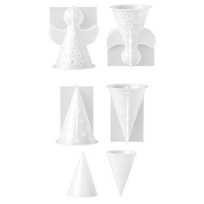 Hollow Out Pentagram Cone DIY Angel Hollow Out Circular Hole Candle Holder Small Night Light Ornament Silicone Mold