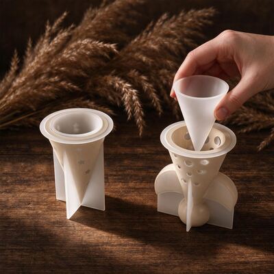 Hollow Out Pentagram Cone DIY Angel Hollow Out Circular Hole Candle Holder Small Night Light Ornament Silicone Mold
