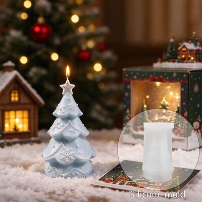 3D Pentagram Snowflake Pearl Christmas Tree Silicone Mold DIY Aromatherapy Candle Gypsum Decoration Mold