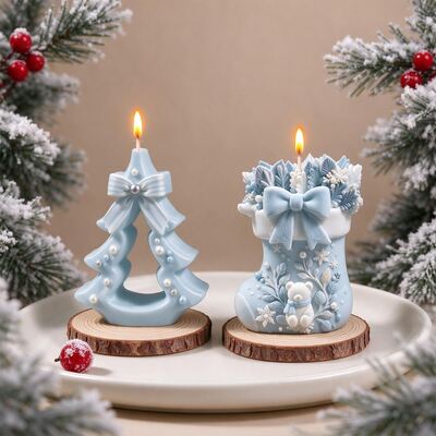 Bow Christmas Tree Christmas Socks Silicone Mold DIY Aromatherapy Candle Gypsum Dropping Pendant Mold