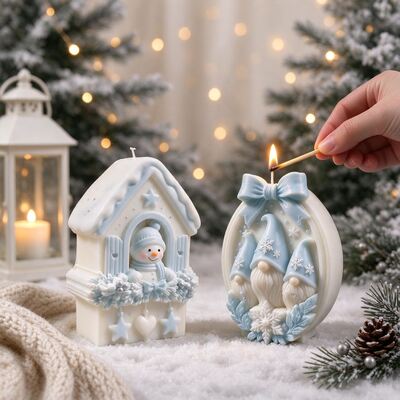 Christmas Faceless Old Man Snowman House Silicone Mold DIY Aromatherapy Candle Gypsum Dropping Mold