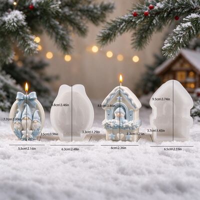 Christmas Faceless Old Man Snowman House Silicone Mold DIY Aromatherapy Candle Gypsum Dropping Mold