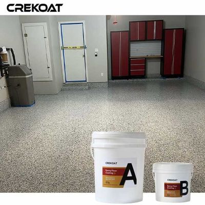 Gray Epoxy Floor With Flakes Offers A Modern Polished Appearance