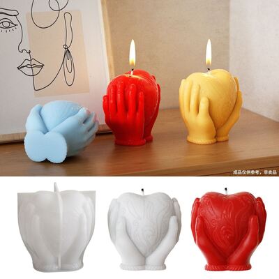 DIY Drip Glue 3D Estereoscópico Mano Sosteniendo Candelas de Amor Plataforma de Molde Aromaterapia Colgante de Yeso Molde de Silicona