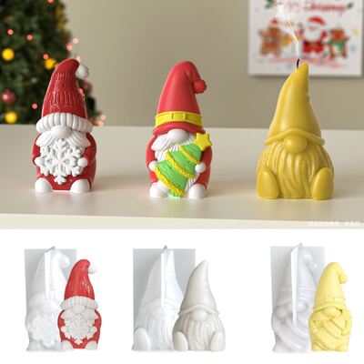 Molde de silicona para velas sin rostro de anciano, abrazando árboles de Navidad, abrazando copos de nieve, Papá Noel de aromaterapia DIY