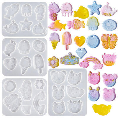 DIY crystal dropper, marine animal candy, ice cream, rainbow butterfly pendant, keychain, silicone mold