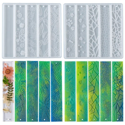 DIY Crystal Dropping Resin Grinding Leaf Cat Claw Love Flower Rectangular Full Page Bookmark Silicone Mold