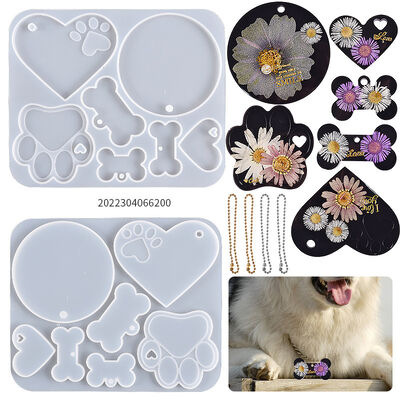 Crystal dropper DIY resin pet hanging heart cat paw circular bone pendant silicone mold